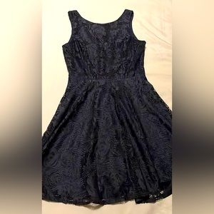 Speechless All Over Lace Skater Dress with exposed silver zipper